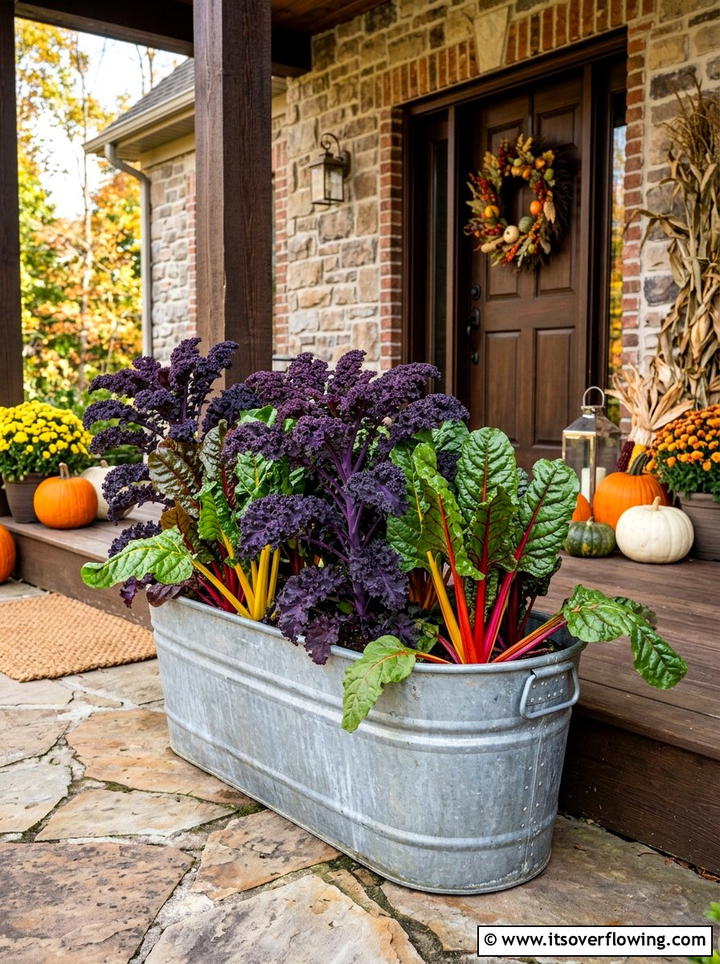 Kale And Chard Planters - 25 front porch ideas with edible plants