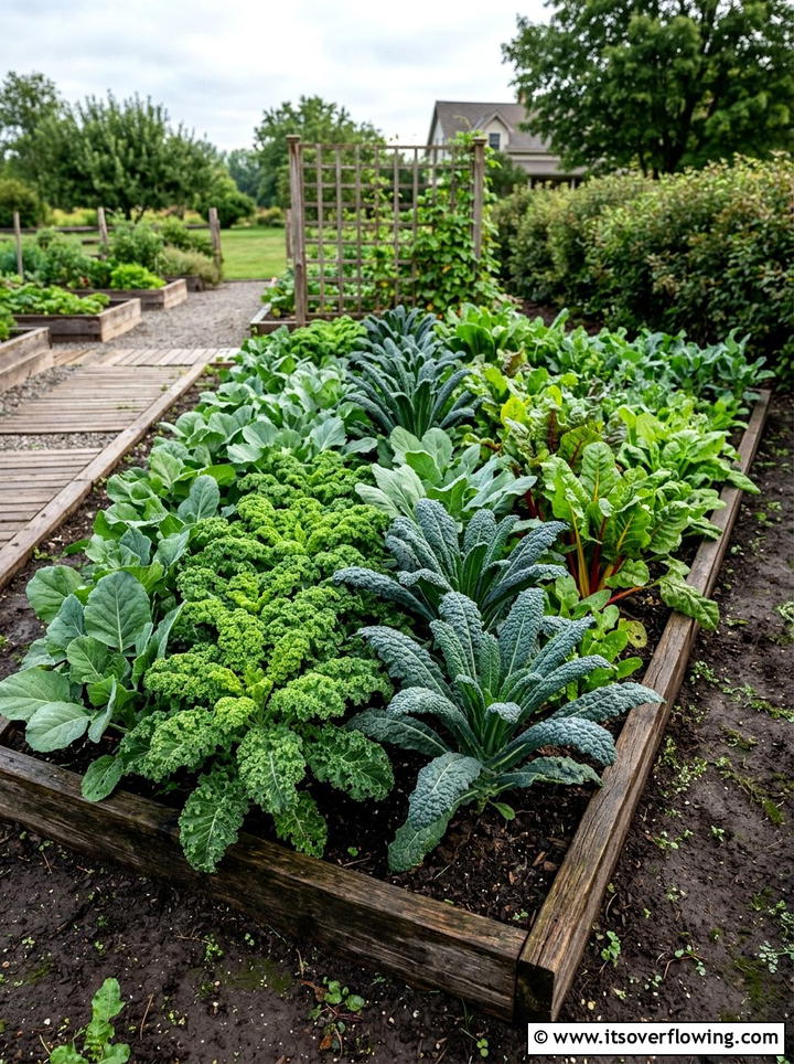 Kale and leafy greens bed - 25 cheap garden ideas with seeds