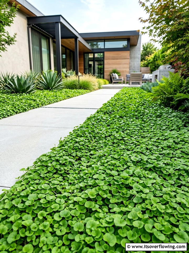 Kidney weed dichondra repens - 25 creative garden ideas with clover lawn alternatives