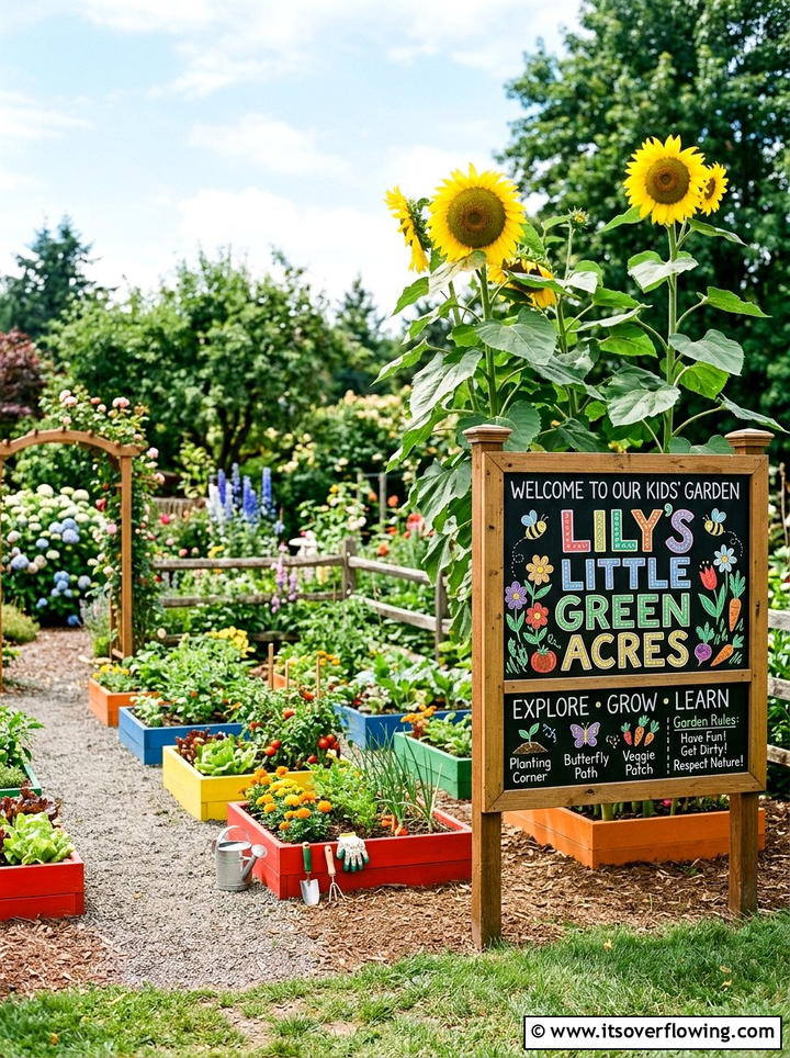 Kids Garden Board - 25 creative garden ideas with personalized signs