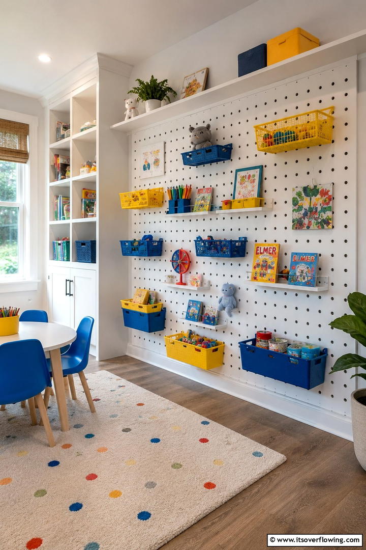 Kids Playroom Storage - 30 Pegboard Ideas to Organize Your Home Efficiently