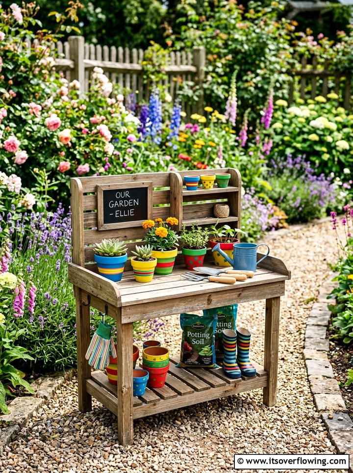 Kids Potting Bench - 25 garden ideas for kids
