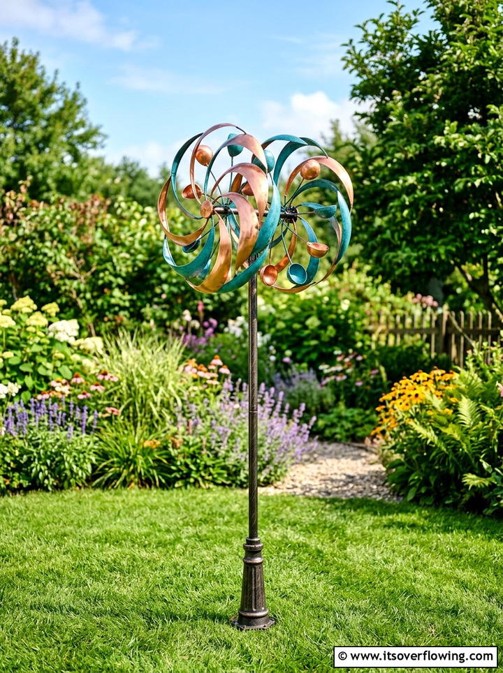 Kinetic wind spinner - 25 backyard decorating ideas with garden art