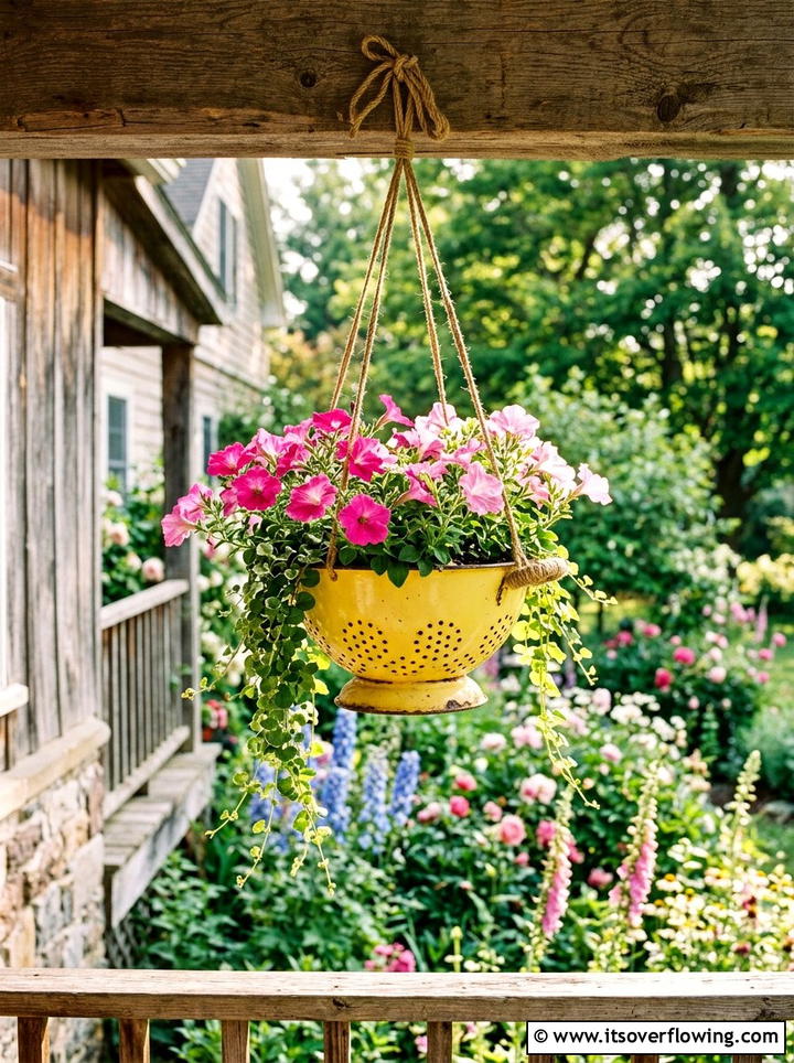 Kitchen Colander - 25 reusing old things ideas for garden planters