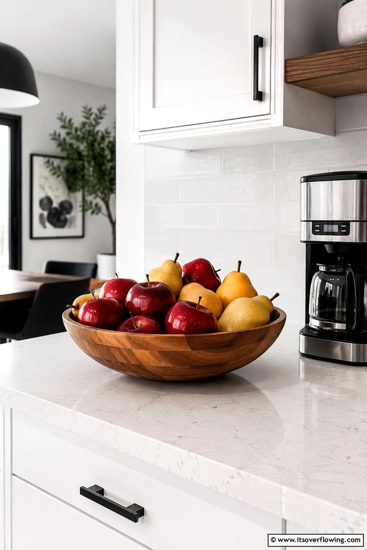 Kitchen Counter Fruit Bowl - 50 Minimalist Fall Decor Ideas to Upgrade Spaces Now