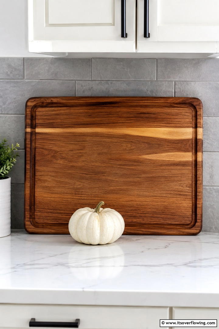 Kitchen Cutting Board Display - 50 Minimalist Fall Decor Ideas to Upgrade Spaces Now