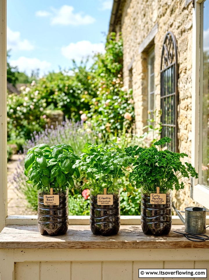 Kitchen Herb Garden - 25 upcycled garden ideas with plastic bottles