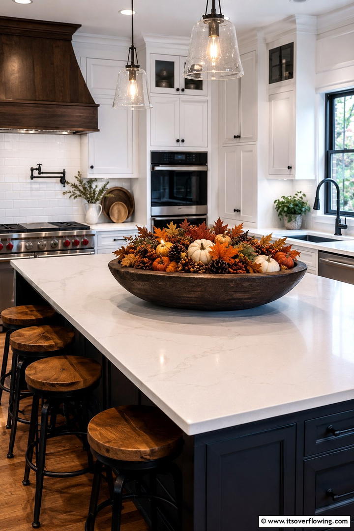 Kitchen Island Centerpiece Bowl - 50 Fall Leaves Decor Ideas to Brighten Autumn Rooms