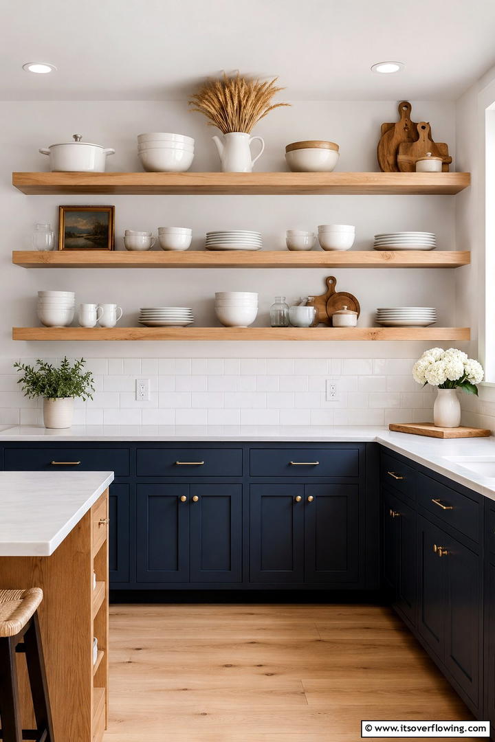 Kitchen Open Shelving - 50 Minimalist Fall Decor Ideas to Upgrade Spaces Now