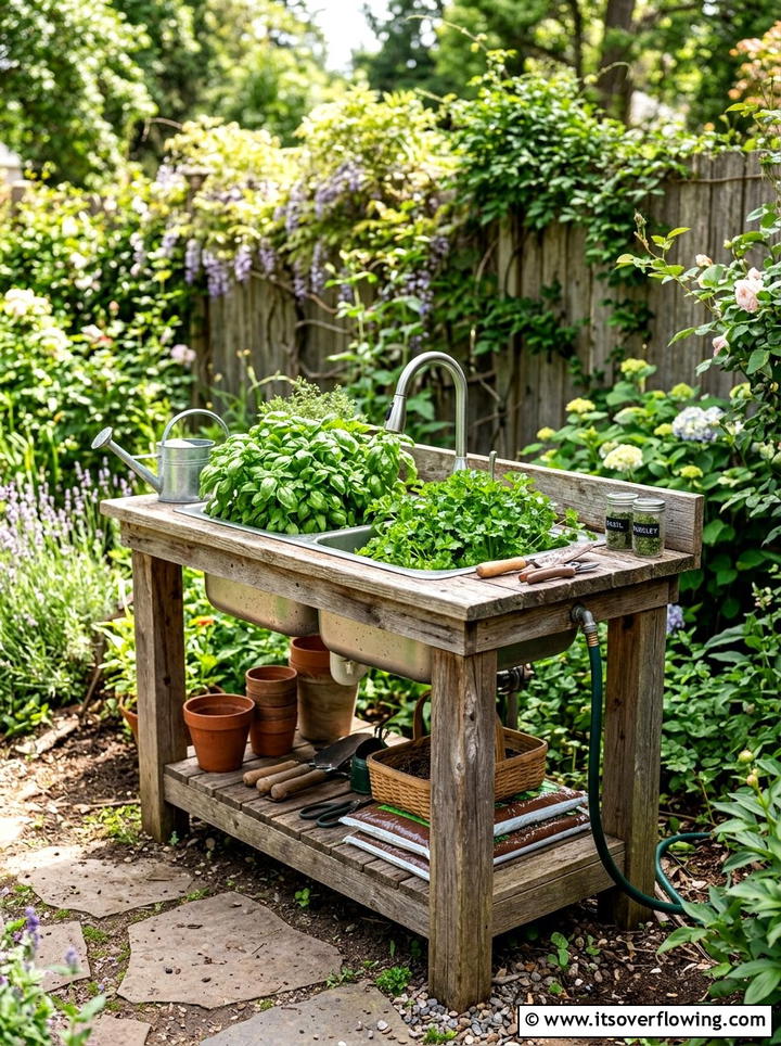 Kitchen Sink Herb Garden - 25 recycled garden ideas for small spaces