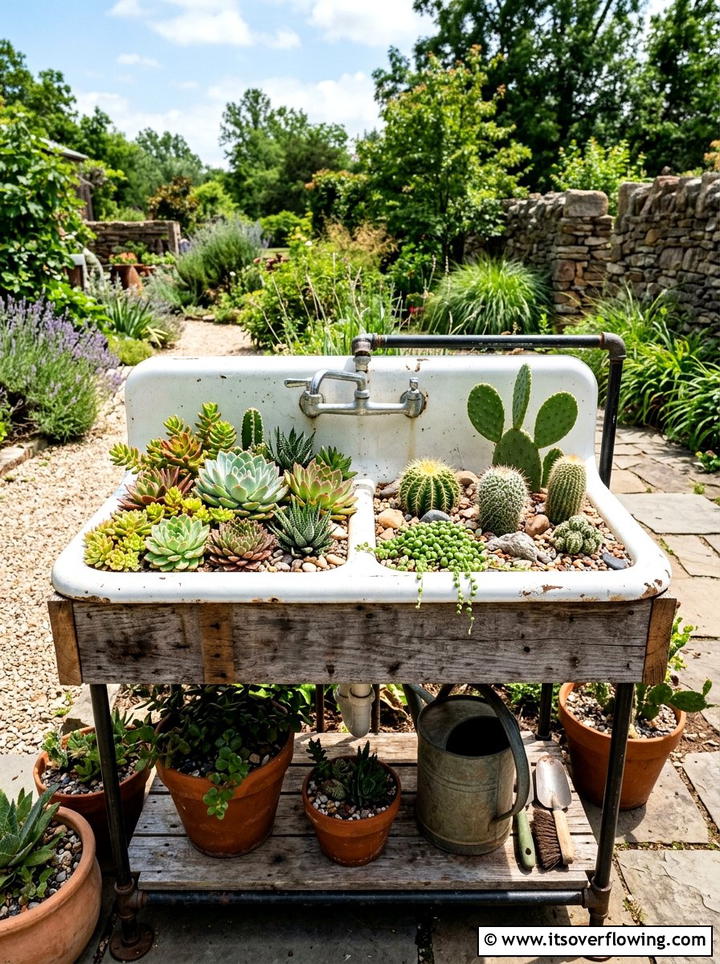 Kitchen Sink Planter - 25 recycled garden ideas