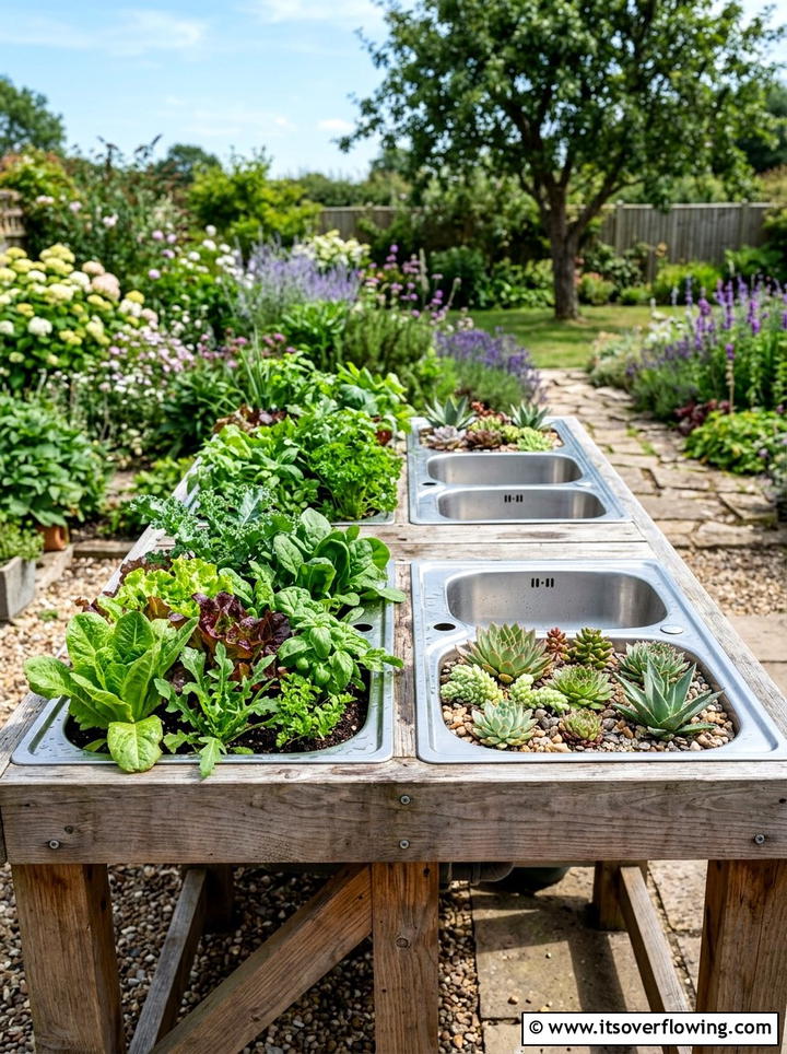 Kitchen Sink Planters - 25 upcycled garden ideas for community gardens
