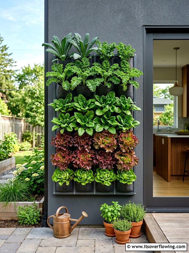 Kitchen Wall Vegetable Pocket - 25 creative garden ideas with pocket planters