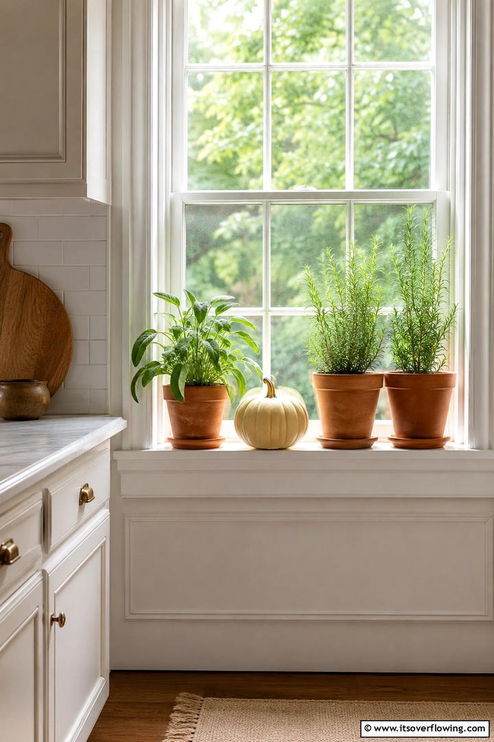 Kitchen Window Herb Display - 50 Minimalist Fall Decor Ideas to Upgrade Spaces Now
