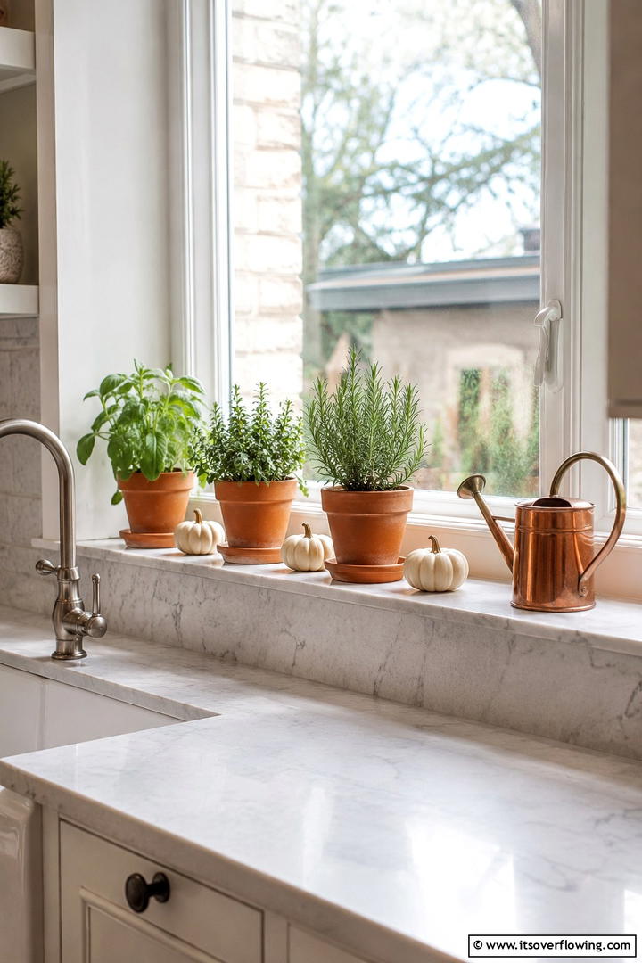 Kitchen Windowsill Herb Garden - 50 Fall Decor Ideas for A Cozy Seasonal Refresh at Home