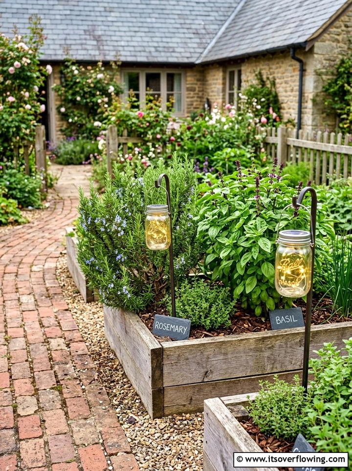 Kitchen herb garden mason jar light - 25 garden ideas with mason jar lanterns