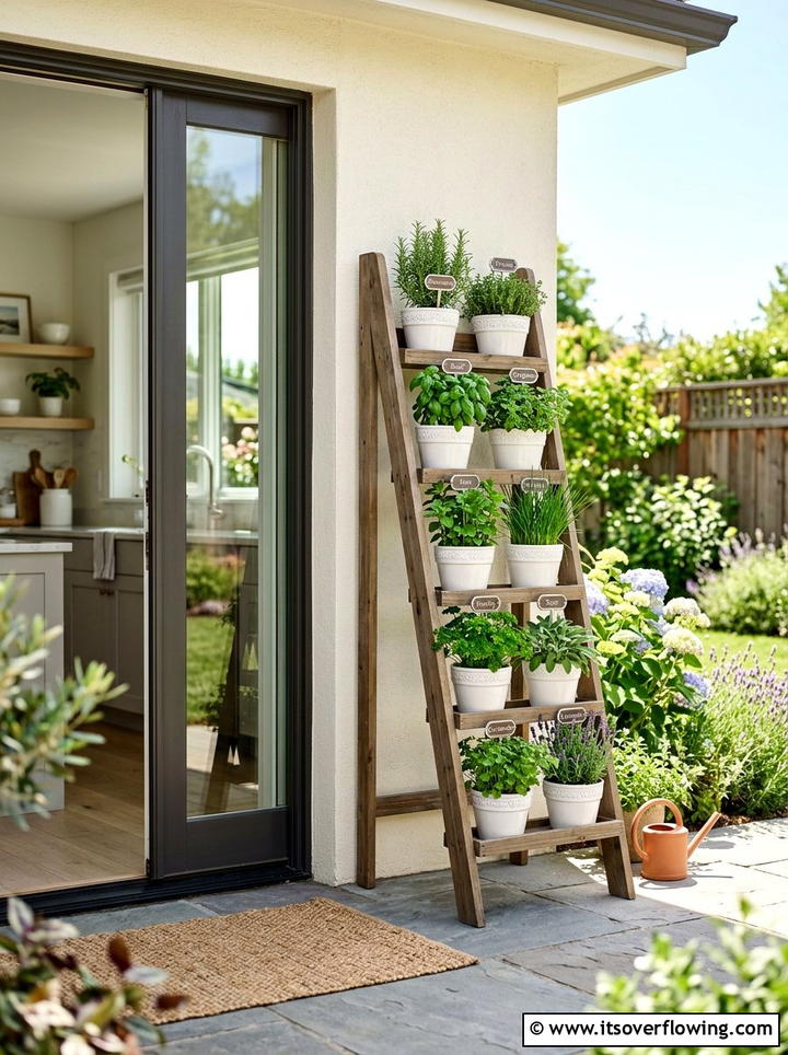 Kitchen herb ladder - 25 creative garden ideas with ladder planters