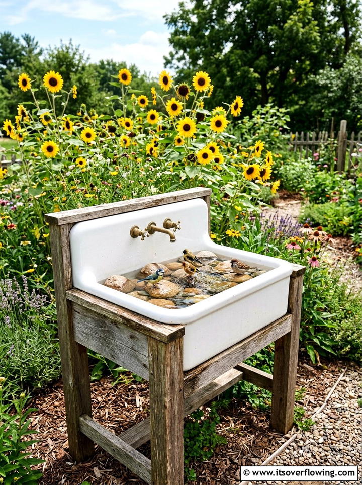 Kitchen sink bird bath - 25 reusing old things ideas for bird baths