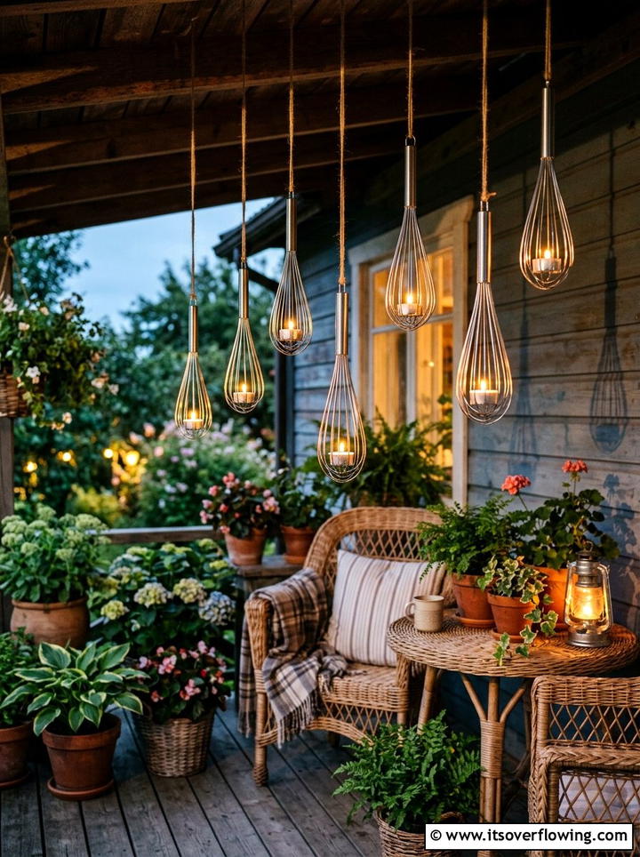 Kitchen whisk candle holders - 25 reusing old things ideas for outdoor lighting