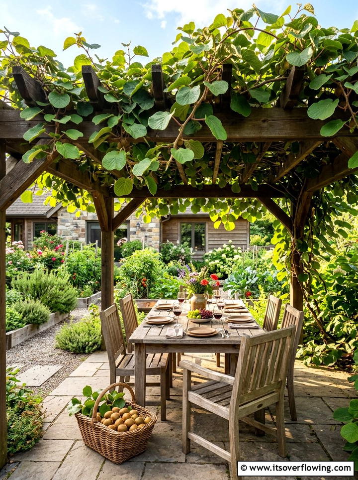 Kiwi vine edible landscape - 25 creative garden ideas with pergola vines