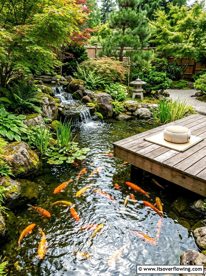 Koi Pond Relaxation Space - 25 backyard ideas with meditation corner