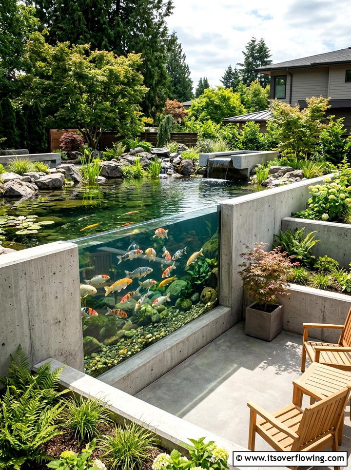 Koi Pond With Glass Wall - 25 garden ideas with pond
