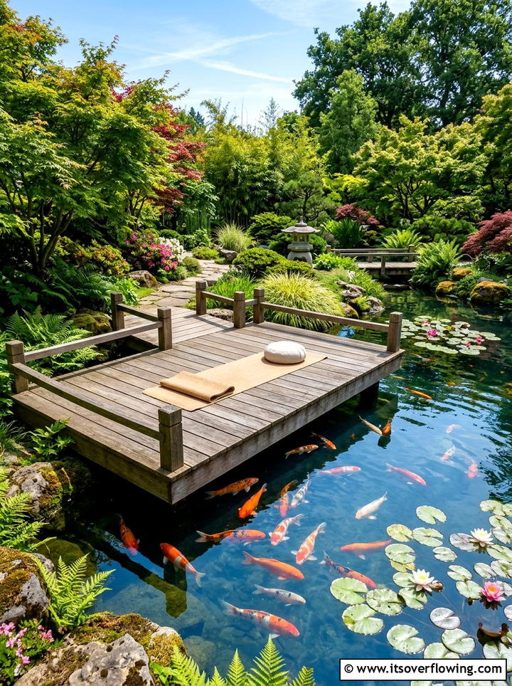 Koi Pond Yoga Deck - 25 creative garden ideas with yoga decks