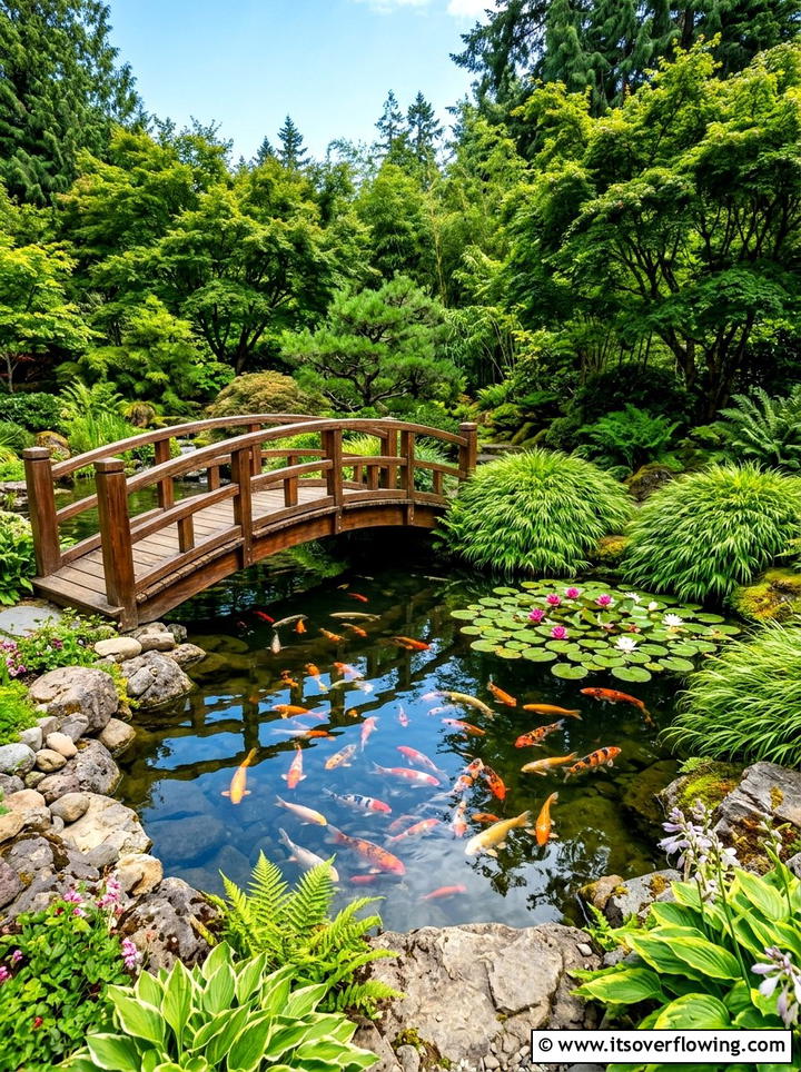 Koi Pond - 25 backyard ideas with japanese garden