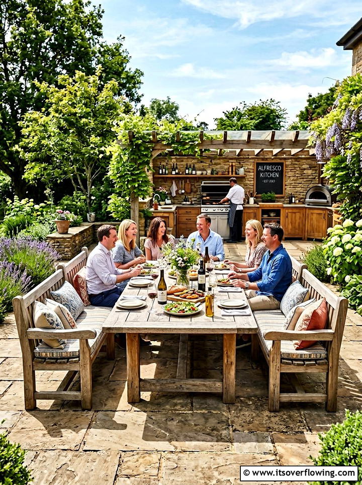 L Shaped Bench For Outdoor Dining - 25 garden ideas with bench seating