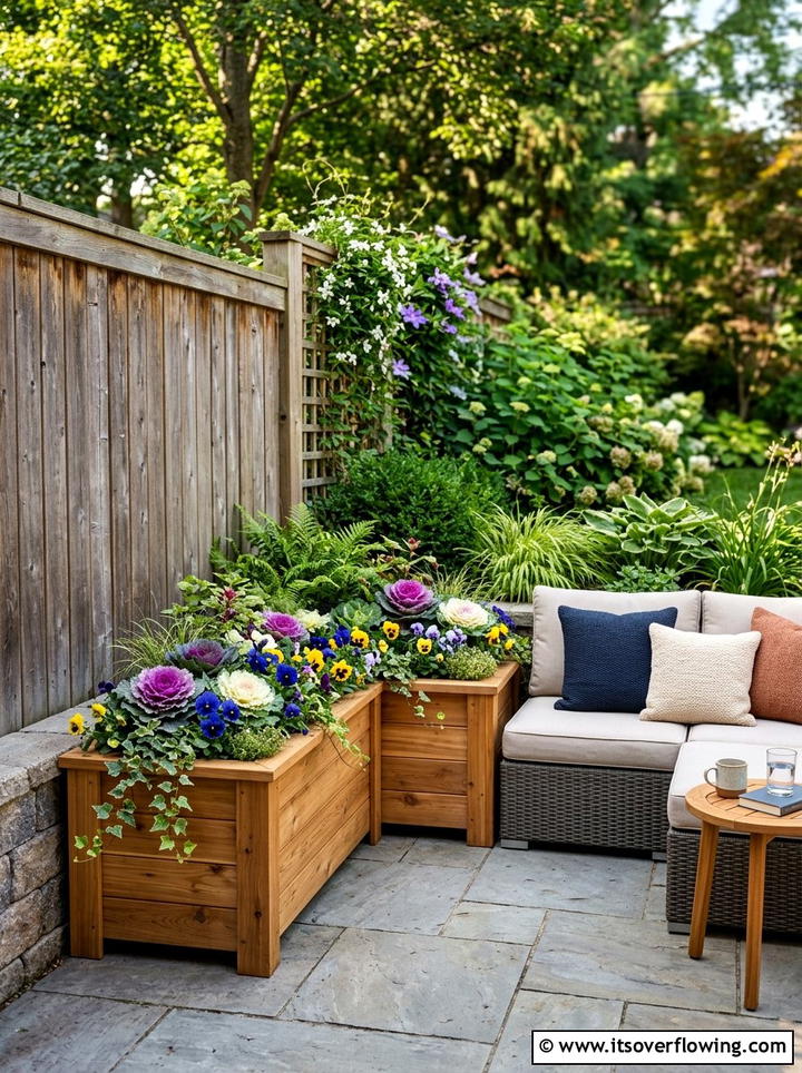 L Shaped Corner Wood Planter - 25 garden decor ideas with wooden planters