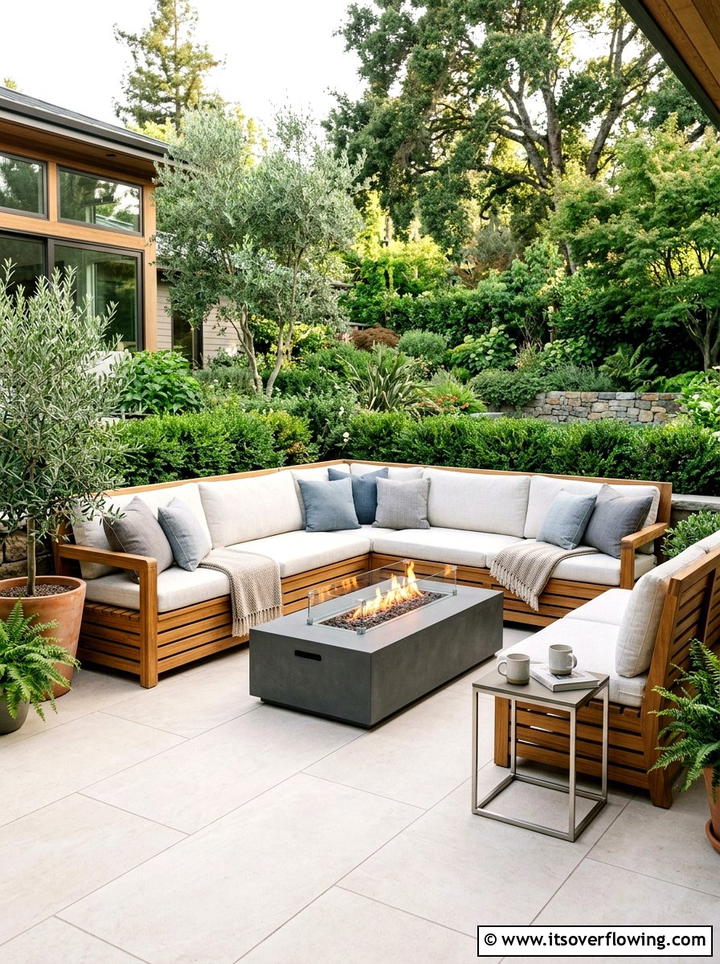 L Shaped Wooden Bench - 25 backyard ideas with built in seating