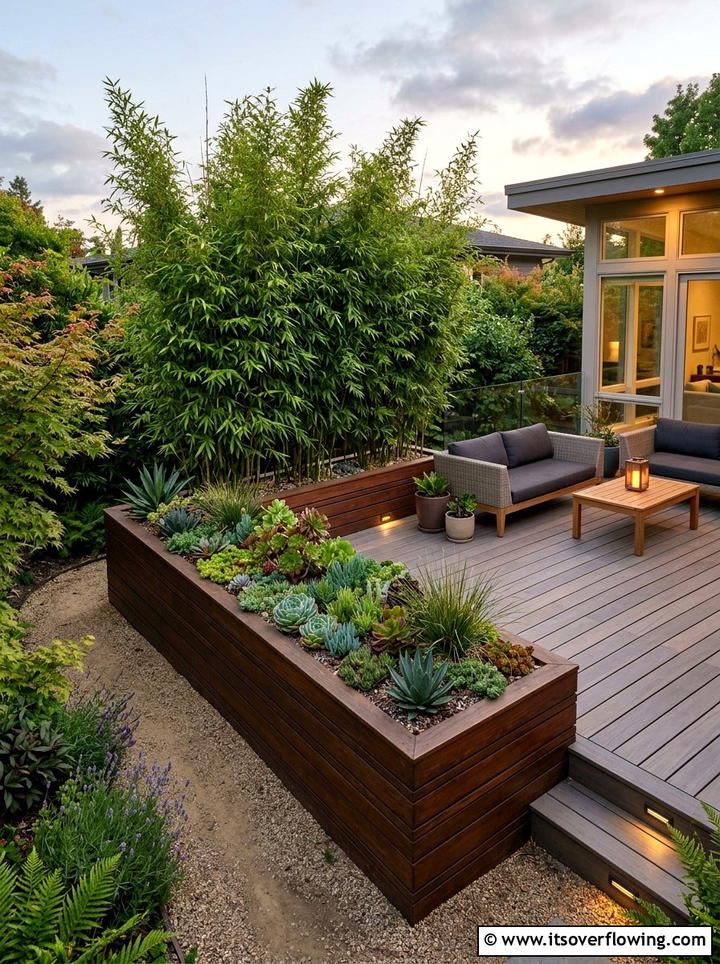 L shaped backyard planter - 25 creative garden ideas with geometric beds