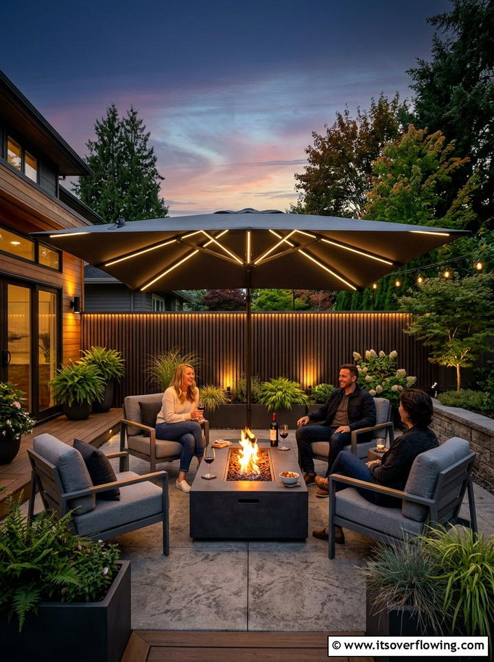 LED Outdoor Umbrella - 25 garden decor ideas with umbrellas