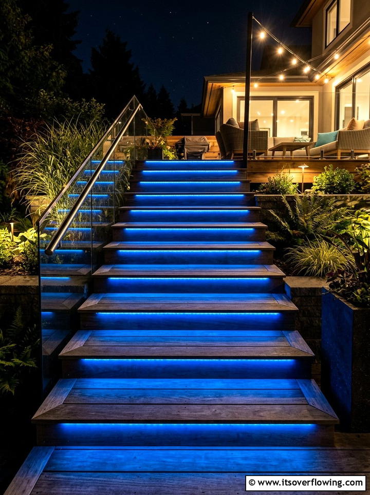LED Strip Lights For Stairs - 25 backyard decorating ideas with pathway lights