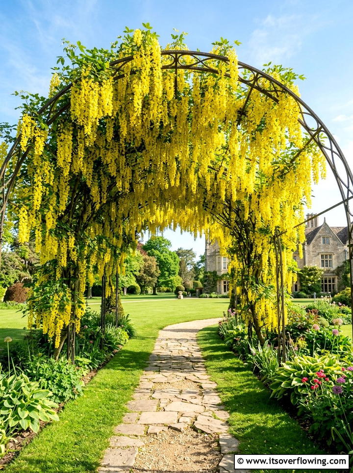 Laburnum Golden Chain Arch - 25 creative garden ideas with archway flowers