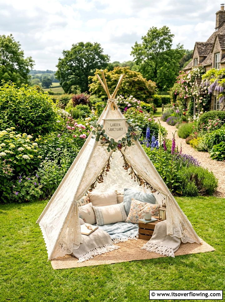 Lace Garden Teepee - 25 creative garden ideas with boho textures