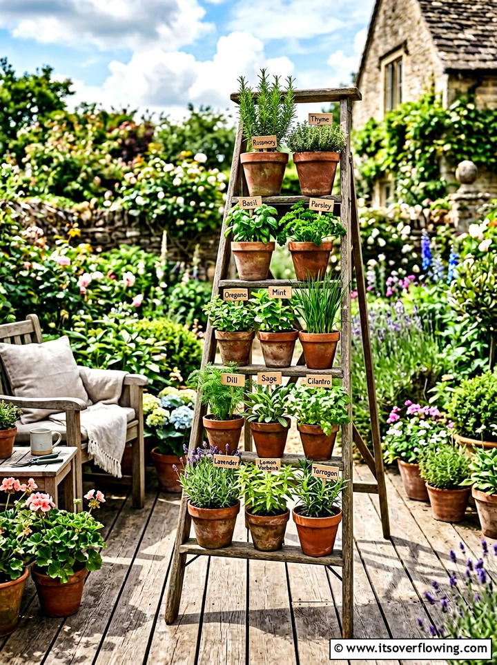 Ladder Herb Garden - 25 reusing old things ideas for herb garden