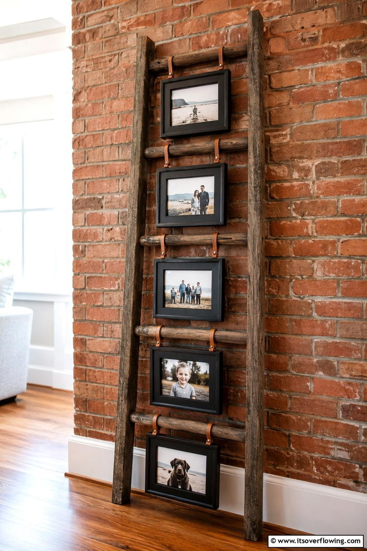 Ladder Photo Showcase - 30 Photo Display Ideas to Showcase Your Favorite Memories