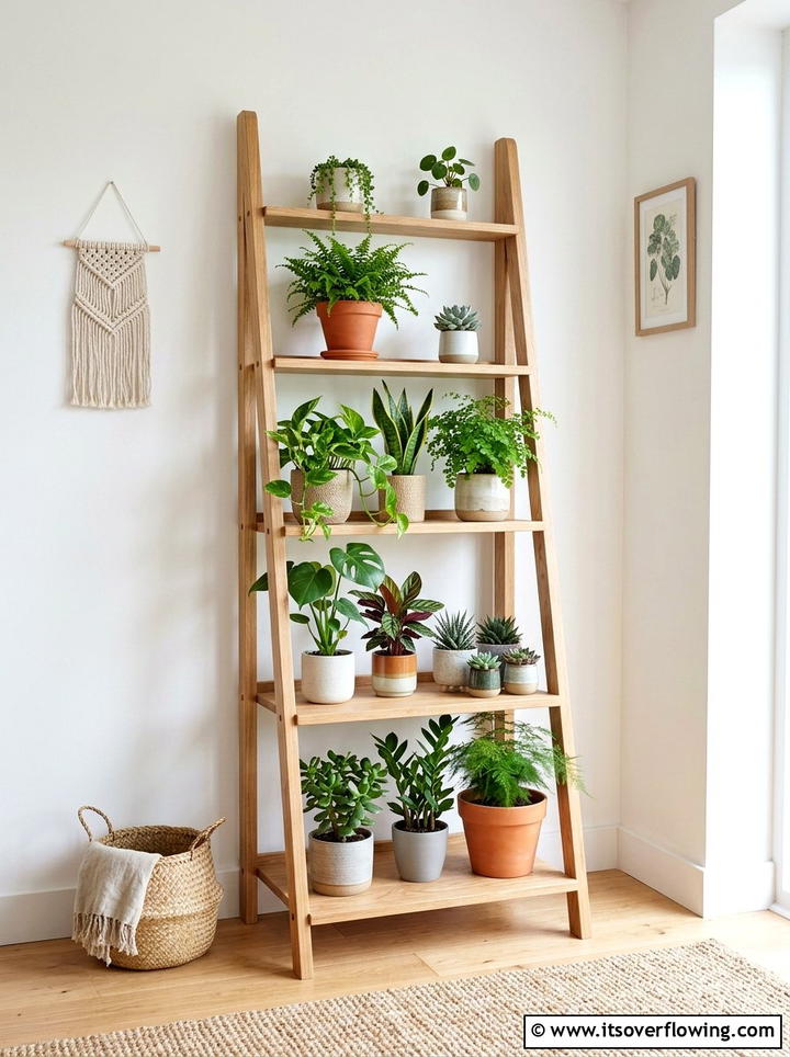 Ladder Plant Shelf - 25 small garden ideas for apartments