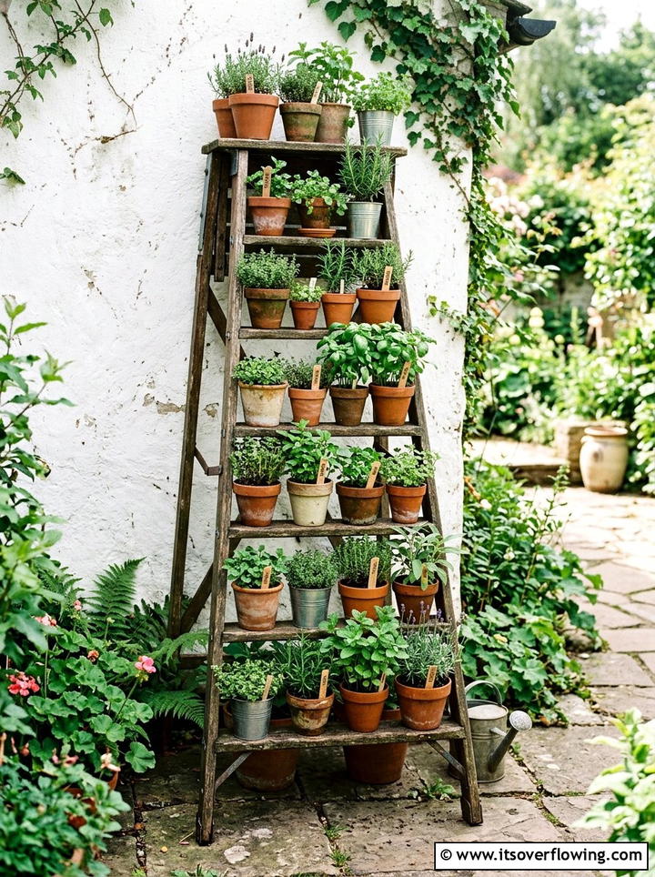 Ladder Plant Stand - 25 garden ideas with pots