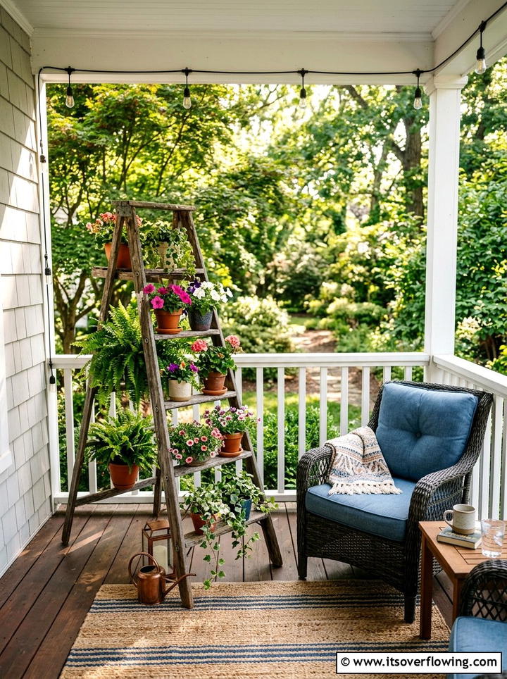 Ladder Plant Stand - 25 reusing old things ideas for porch