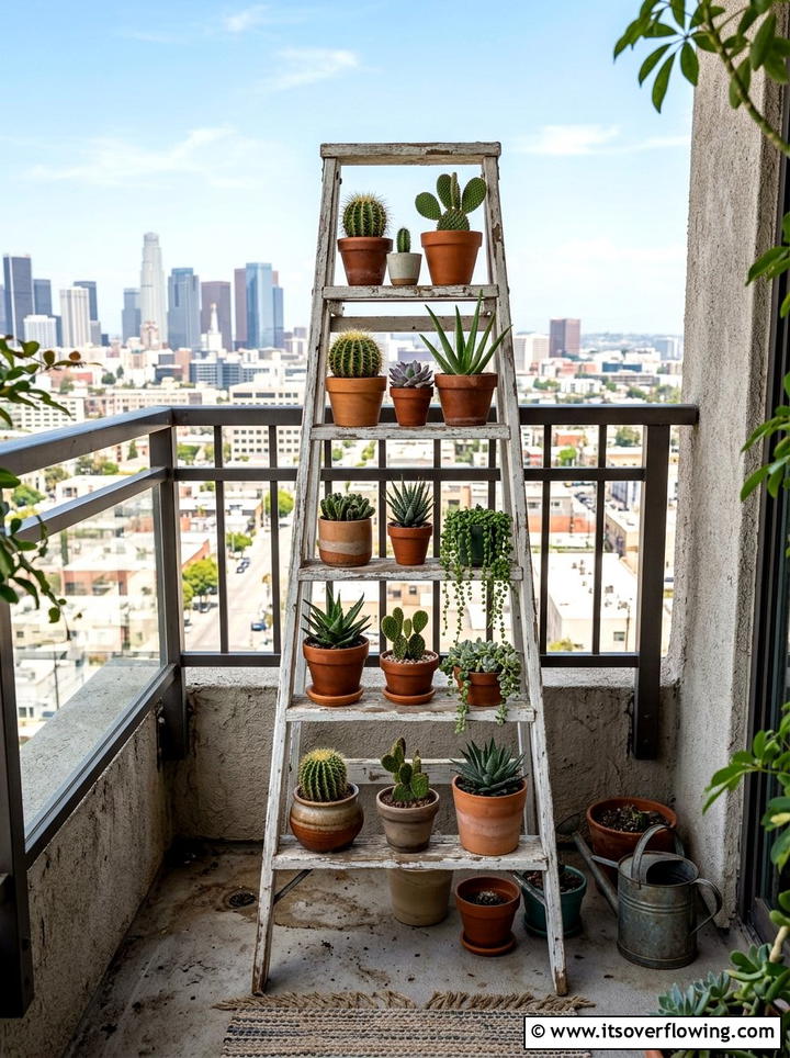 Ladder Plant Stand - 25 cheap garden ideas for small spaces