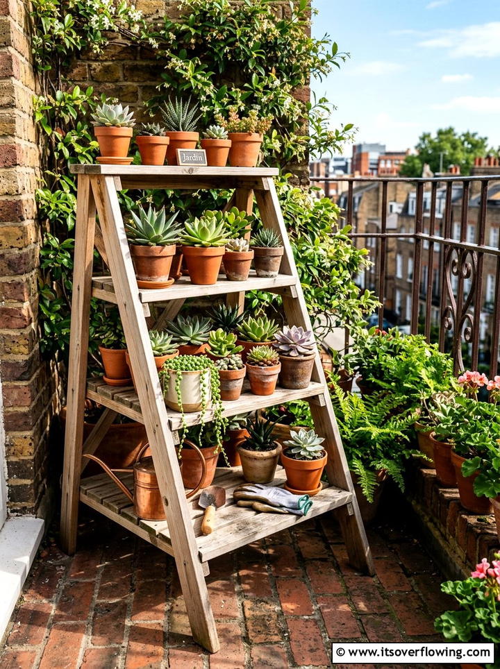Ladder Potting Bench - 25 upcycled garden ideas with potting benches