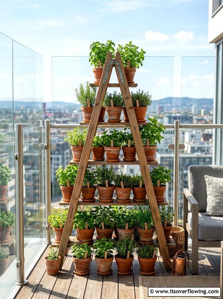 Ladder Shelf Garden - 25 reusing old things ideas for container garden