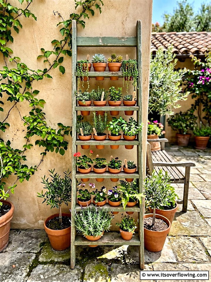 Ladder chair plant stand - 25 upcycled garden ideas with old chairs