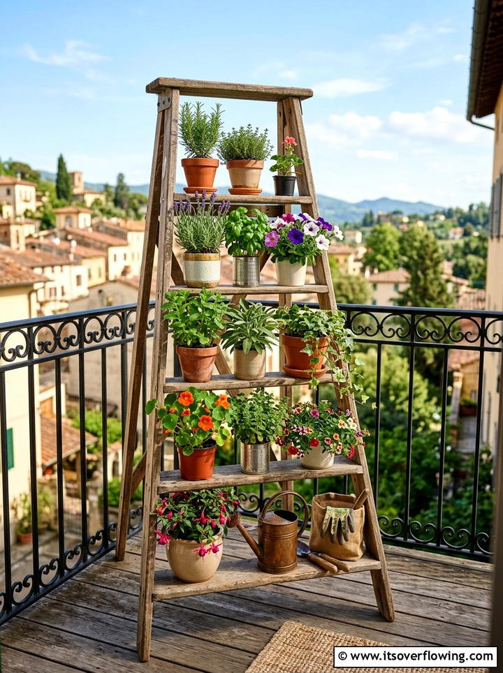 Ladder plant stand - 25 recycled garden ideas for porch decor