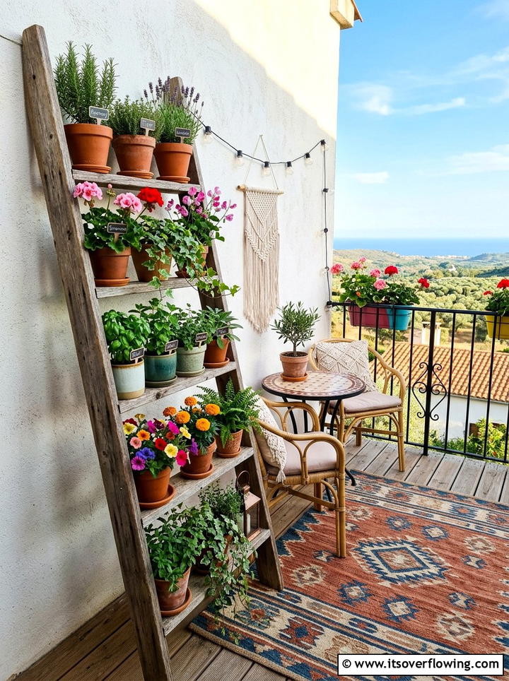 Ladder plant stand - 25 small garden ideas with wall planters