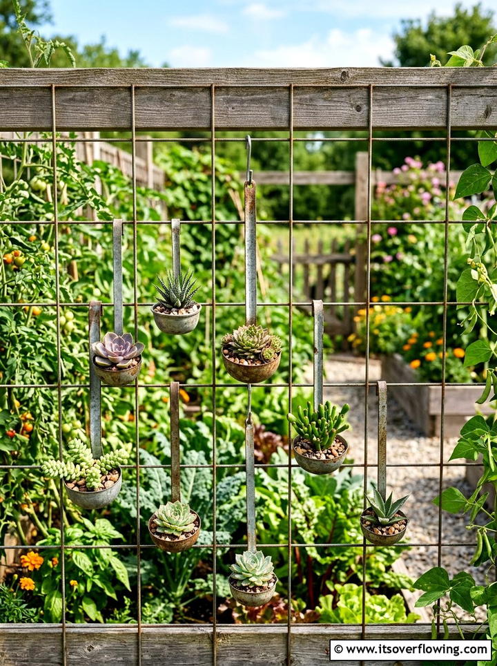 Ladle hanging planter - 25 upcycled garden ideas with hanging planters