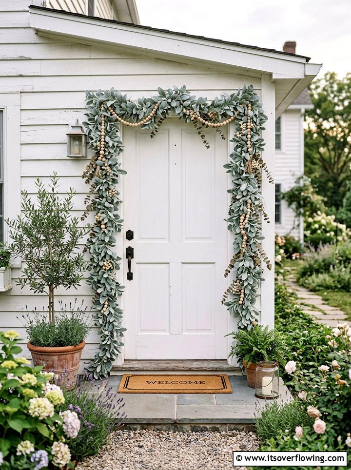 Lambs Ear Garland Entry - 25 front porch decor ideas with garlands