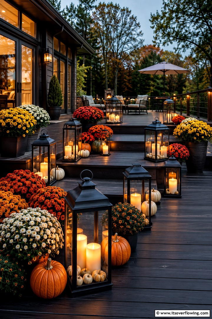 Lantern Light Arrangement - 50 Modern Fall Porch Decor Ideas Roundup- Warm Welcomes